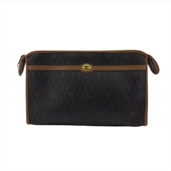 DIOR Clutch Bag Honeycomb PVC x Leather Authentic USED - Picture 1 of 8